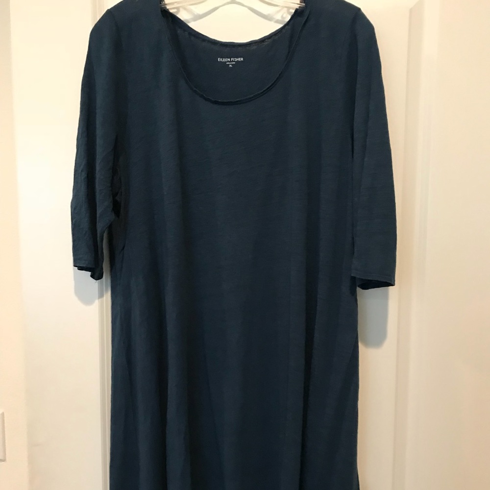 Eileen Fisher dark teal linen tunic
